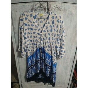 P.J. Salvage Fringed Floral Midi Cardigan Xs/S Boho Cottage Core Beachy